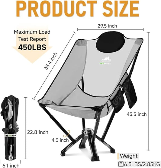 High-Back Camping & Indoor Chair — Full Back Support for Long Sitting, Stable Aluminum Frame, Anti-Slip Feet, Folding Chair for Home, RV & Outdoor Use