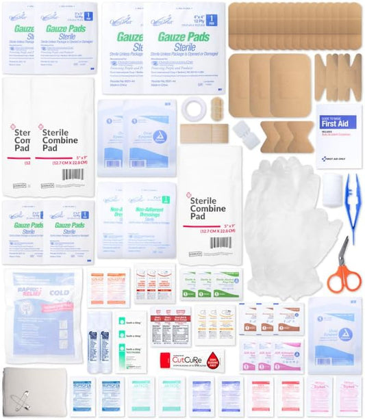 MFASCO First Aid Kit Refill - 25 Person Kit Restock with Essential Medical Supplies for Home, Office, and Auto Emergencies - Compact Size (8x7 inches) - Comprehensive EMT Restock