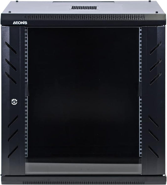 12U Professional Wall Mount Network Server Cabinet Enclosure 19-Inch Server Network Rack Mid-Depth Black