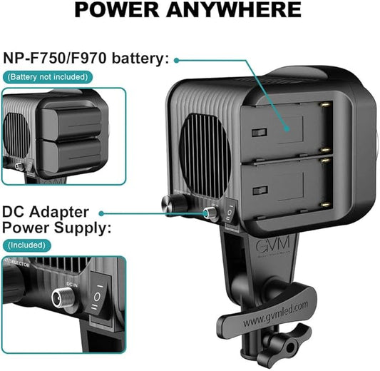 GVM SD80S 80W COB Video Light Kit, 5600K Continuous Lighting for Photography with Bowens Mount Softbox&Stand, 8 Lighting Effects Support AC Adapter & NP Series Battery