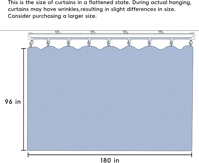 Room Divider Ceiling Mounted Curtains Track Sets Extra Wide Blackout Curtain Flexible Tracks for Bedroom Privacy Partition Separator, 1 Panel Light Grey Drape and White Rail, W15 x H8ft