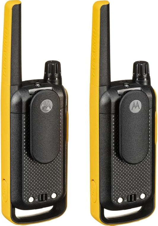 Motorola Solutions, Portable FRS, T470, Talkabout, Two-Way Radios, Emergency Preparedness, Rechargeable, 22 Channel, 35 Mile, Black W/Yellow, 12 Pack