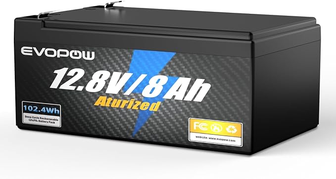 12V 8Ah LiFePO4 Lithium Battery, 2000+ Deep Cycles Rechargeable Battery for Lighting, Ride on Toys, Solar Powar, Fish Finder and More
