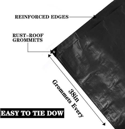 Tarps Heavy Duty Waterproof 6x10ft,TEZONG Black Poly Tarp 16MIL Multipurpose Tarpaulin Outdoor Cover for Emergency Rain,Patio Furniture,Roof,Camping,Car,Pool