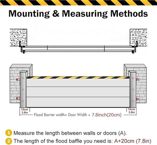 Heavy Duty Aluminum Flood Barrier, Reusable Outdoor Water Barrier for Home, Garage, Gates, Roads, Detachable Flood Protection Baffle, Temporary Flood Control System(H 2.6ft/80cm,L 3ft/0.9m)