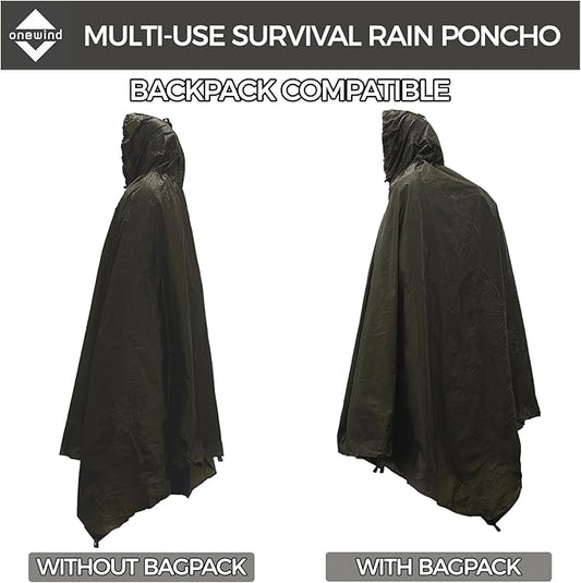 Onewind Lightweight Poncho Shelter, Solitary Shelter Cape Silnylon Emergency Survival Shelter Ultralight Minimalist Shelter for Camping Hiking Backpacking Bug Out Bag