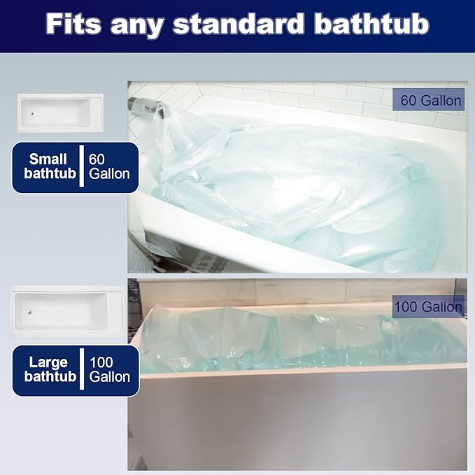 Godwolf Bathtub Drinking Water Bladder, Emergency Water Storage Bladder 100 Gallon, Food-Grade Tub Water Storage Bag BPA Free, Disaster and Hurricane Survival