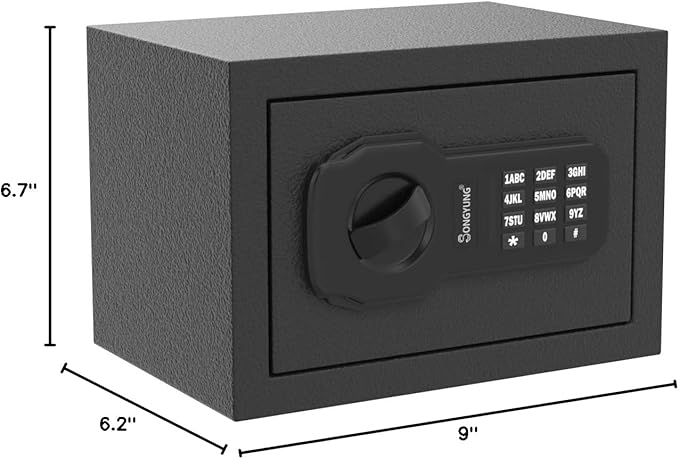 Fire Resistant Safe Box with Fireproof Waterproof Bag and Sensor Light,0.23 Cubic Feet Money Safe with Emergency External Power Supply,Electronic Digital Security Safe