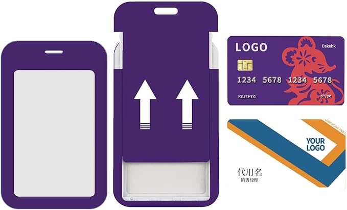 Purple Retractable Reel Clip with ID Card Holder, Durable & Convenient Lanyard Reel for Work, Events, School, Office, Fashion Card Sleeve for Nurse, Teacher, Women