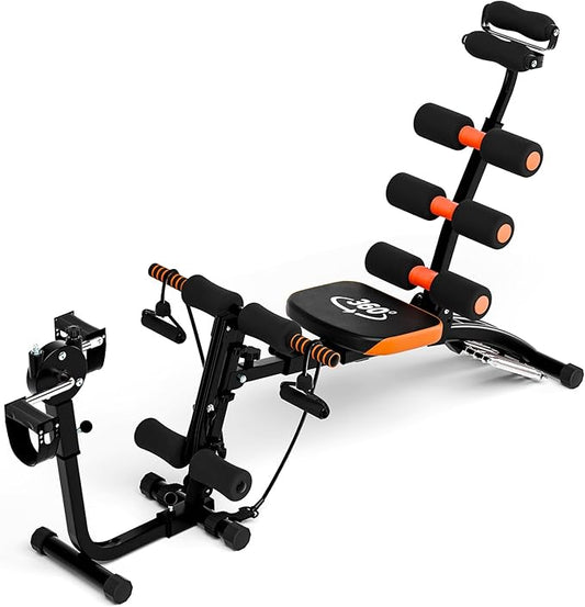 All-in-One Ab Workout Bench, Ab Machine, Workout Bench for Home Gym, Multi-Functional Adjustable Crunch Machine, Exercise Equipment for Total Body Workout (Black Yellow)