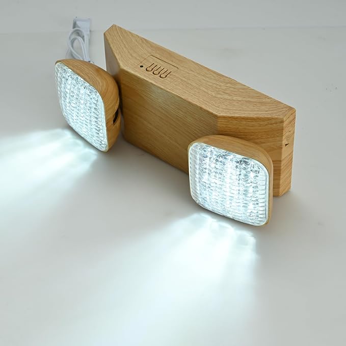 Plug in Emergency Lights for Business Home Power Failure 4Hours 300lm LED Rechargeable Light Fixtures with Battery Backup, AC85-277V -Wood