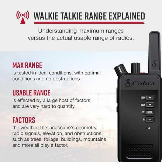 Cobra Performa 400 Business Radios (6-Pack with Dock) - 2-Channel UHF/LMR Professional Two Way Radios, Waterproof Walkie Talkies, Drop Proof, Shockproof IP67 & MIL-SPEC Rated, 18-Hour Li-Ion Battery
