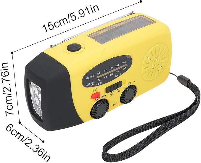 Yunir Emergency Radio, Solar Hand Crank Portable AM FM Radio Phone Charger with 2000mAh Battery, for Camping Hiking Power Outage (European Version)