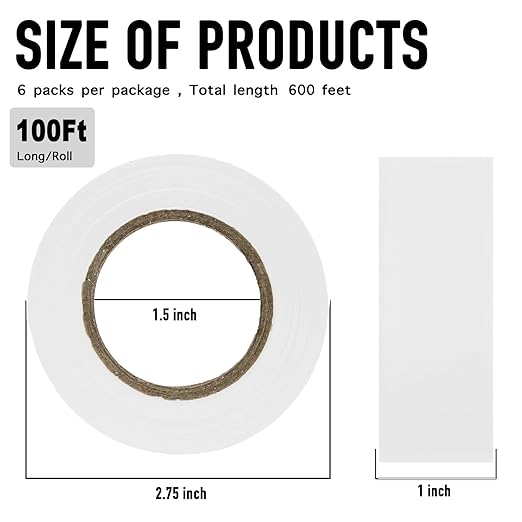 GEYYANG White Flagging Tape 6 Pack, Non-Adhesive Plastic Ribbon Tree Marking Tape,for Survey Boundaries, Hunting, Trail Marking and Hazardous Areas, 1" x 100ft,3.35 Mil
