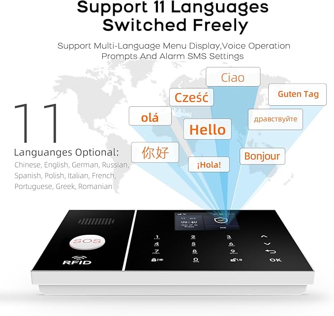 LWOHSI Alarm System for Home Security,Wireless Home Security Systems with Tuya APP Alerts,6 Door/Window Sensor,3 Motion Detectors,Remote,Work with Alexa and Google for Villa,Apartment,Kids Safety