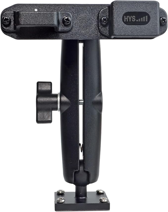 HYS Adhesive Truck & Car Walkie Talkie/Shoulder Speaker Mic Belt Clip Holder, Secure Grip, Heavy Duty Drill Base Tablet Mount, Sturdy 2-Way Radio Mount for Commercial Vehicles, Trucks, Table and Wall