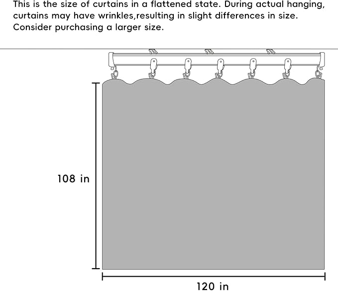 Room Divider Curtains Blackout Ceiling Track Curtain with Hook Wall Mount Sliding Door Curtains Ceiling Mount Extra Wide Curtain Wall Divider for Room Separation (Light Grey, W120 x H108 in)