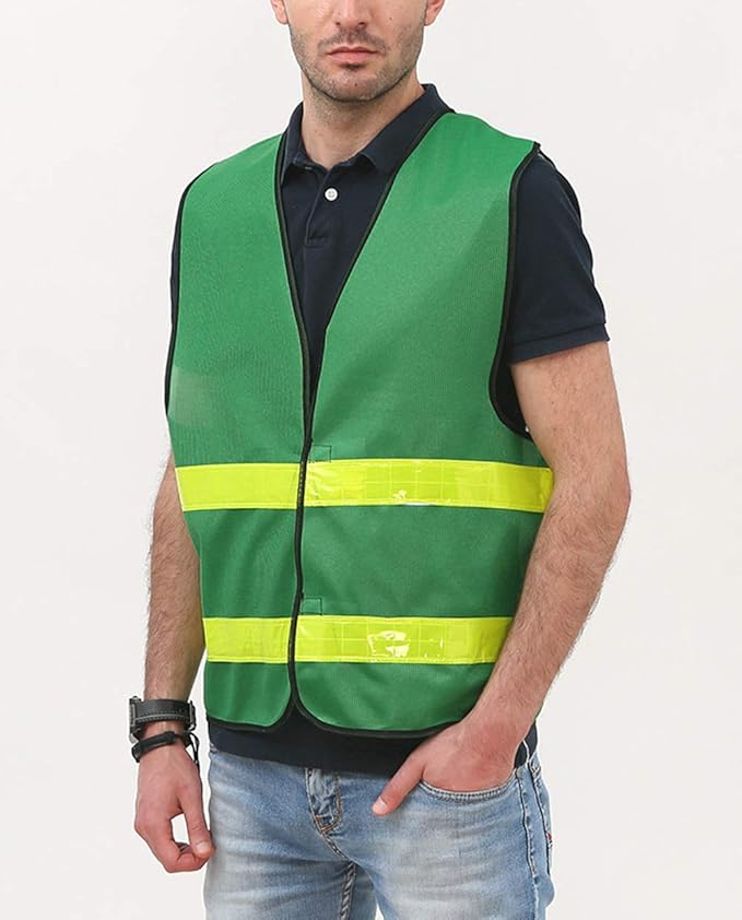 AIEOE High Visibility Vest for Men Security Guard Vest High Visibility Multi Work Vest Night Work Reflective Safety Vest Fitted Protective Workwear 10 Pieces