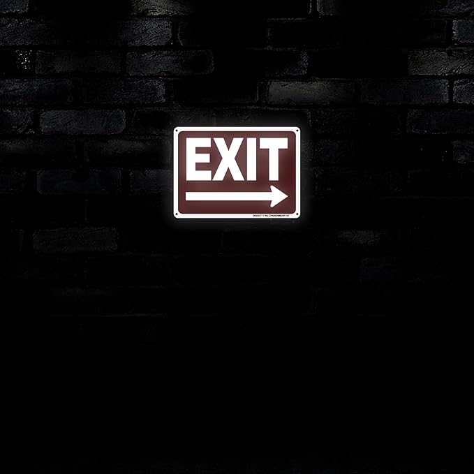 2 Pack Metal Exit Signs with Right Arrow, 10x7 Inches Rust Free 0.40 Aluminum Exit Sign, UV Protected, Durable, Weatherproof, Easy to Install, Indoor/Outdoor Use