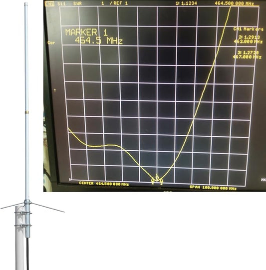 HYS 200W GMRS Base Antenna 5/8 Wave 7.2dBi Pre-Tuned 462-467MHz for Motorola Repeater GR1225 GR500, Midland Anytone Mobile Radio, Fiberglass Omnidirectional