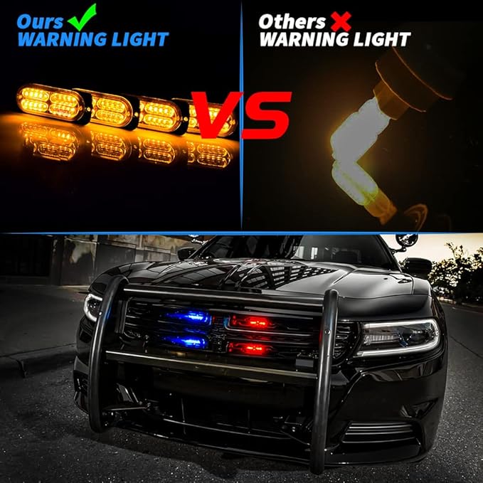 Upgraded LED Emergency Strobe Warning Lamps Kit, 4 Pods 20LEDs, 18 Flash Patterns for Warning, Side, Prompt, Marker, Beacon Light (Blue)