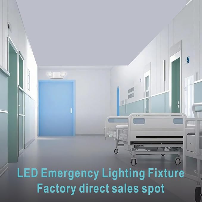 AKT LIGHTING Commercial Emergency Light, UL Certified, White Emergency Light Fixture with 2 LED Square Heads Adjustable & Backup Batteries Exit Lighting Pack of 12