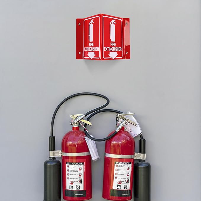 T&R Fire Extinguisher Sign, Fire Extinguisher with Down Arrow - 12 Pack - 8 x 6 Inches Acrylic, 4 pre-drilled holes, Includes Matching Screws, Use for Home Office/Business