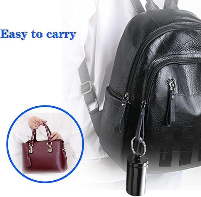 Portable Pill Holder Keychain,Aluminium Alloy Waterproof Pill Box Container for Purse Pocket,Small Daily Pill Case for Outdoor Travel Camping-2PCS