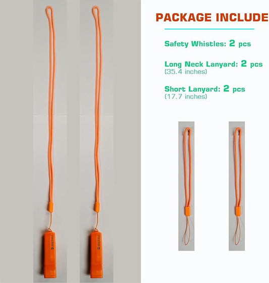 Emergency Safety Whistle with Lanyard, Loud Pea-Less Survival Whistles for Boating Kayaking Life Vest Paddle Board Rescue Signaling.