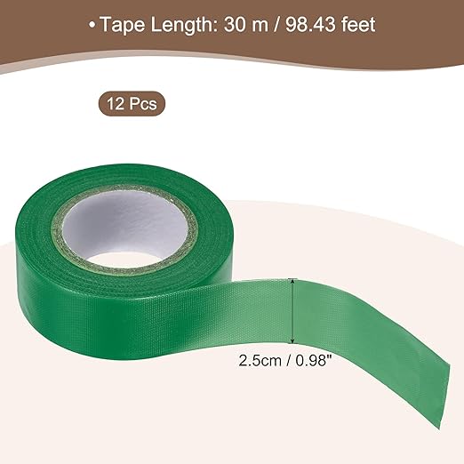 MECCANIXITY Flagging Tape,12 Pcs Non-Adhesive Plastic Neon Survey Marking Tape 1 Inch x 98 Feet for Tree Hunting Boundaries Hazardous Areas Marking Ribbon Deep Green