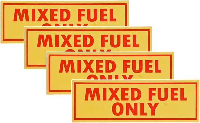 4PCS Mixed Fuel Only Vinyl Sticker for Outdoor Equipment Chainsaws Weed Eaters Durable Weather Resistant 2 Inch x 6 Inch