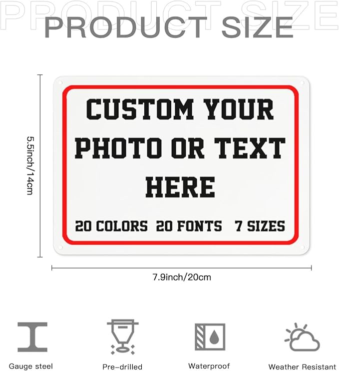 Custom Metal Sign, Personalized Aluminum Sign for Office, Business, Workplace, office, Home, Airbnb, Delivery Signs, 8x6Inch