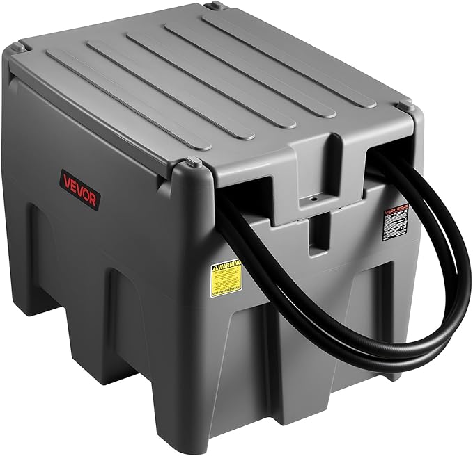 VEVOR Portable Diesel Tank, 58 Gallon Capacity & 10 GPM Flow Rate, Fuel Tank with 12V Electric Transfer Pump and 13.1ft Rubber Hose, PE Diesel Transfer Tanks for Easy Fuel Transportation, Grey