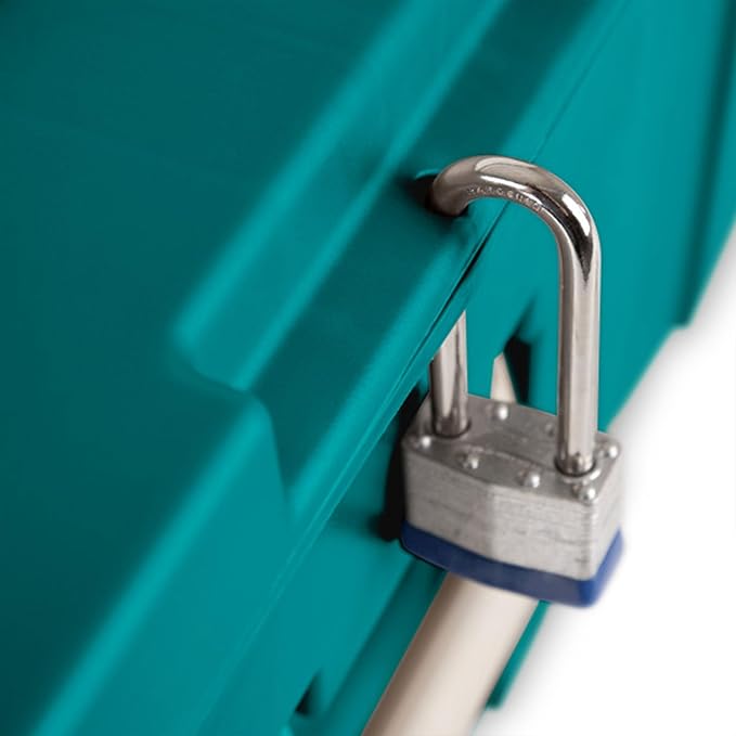 Sterilite Footlocker, Lockable Plastic Utility Storage Container Box, Teal - Heavy-Duty Organizing Containers for Home, Garage, Office, and Basement