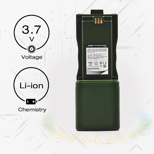 (2-Pack) 3.7V 12000mAh BL-152 Li-ion Battery Replacement for Baofeng AR-152 Walkie Talkie with USB Charger Cable Green