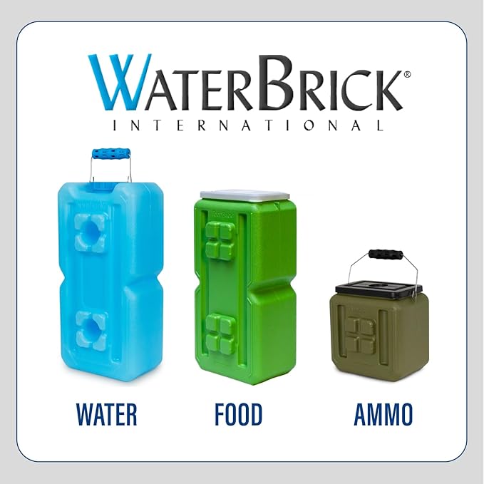 WaterBrick International WaterBrick Water Storage Containers for Emergency Water Storage | 8-Pack of Stackable 3.5 Gallon Water Container Bricks | Food-Grade HDPE Plastic | BPA-Free | STD Blue