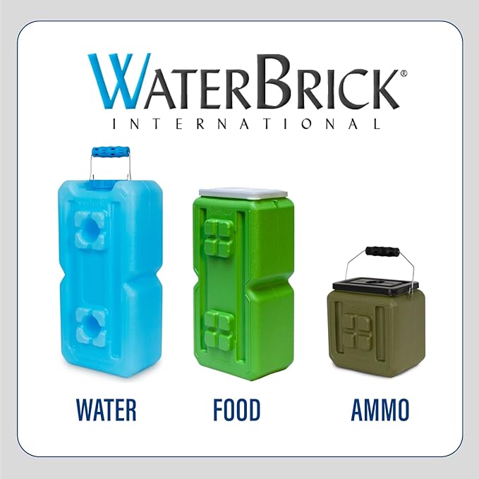 WaterBrick International Storage Containers for Emergency Water | 10-Pack Stackable 3.5 Gallon Bricks | Food-Grade HDPE Plastic | BPA-Free | STD Tan