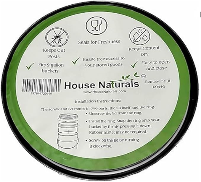 House Naturals 2 Gallon Purple Food Grade BPA Free Made in USA Bucket with Screw On Lid - Pack of 3 (Orange lids)
