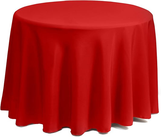 Gee Di Moda Round Tablecloth - 90 Inch Red Round Table Cloth for 30 to 60 Inch Round Tables - Heavy Duty Washable Fabric - for Buffet Table, Holiday Party, Dinner, Wedding & Baby Shower