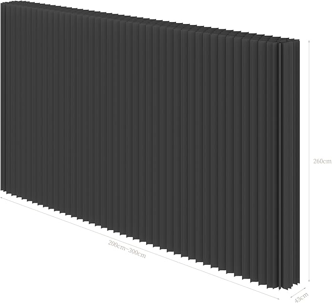 Foldable Room Divider Privacy Screens Movable Temporary Wall Space Partition, 5.25~9.19 FT Tall, 6.56~16.4 FT Width, Choice of Various Sizes and Styles(Black)