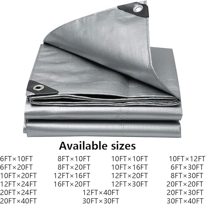 Tarps 12x40 FT Waterproof Heavy Duty Tarp – 10 Mil Thick, UV & Tear Resistant, Reinforced Grommets & Edges – Multi-Purpose Cover for Camping, Roof, Emergency, Truck, Boat