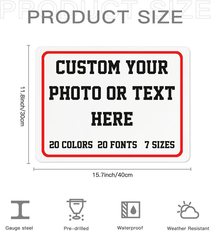 Custom Metal Sign, Personalized Aluminum Sign for Office, Business, Workplace, office, Home, Airbnb, Delivery Signs, 16x12inch