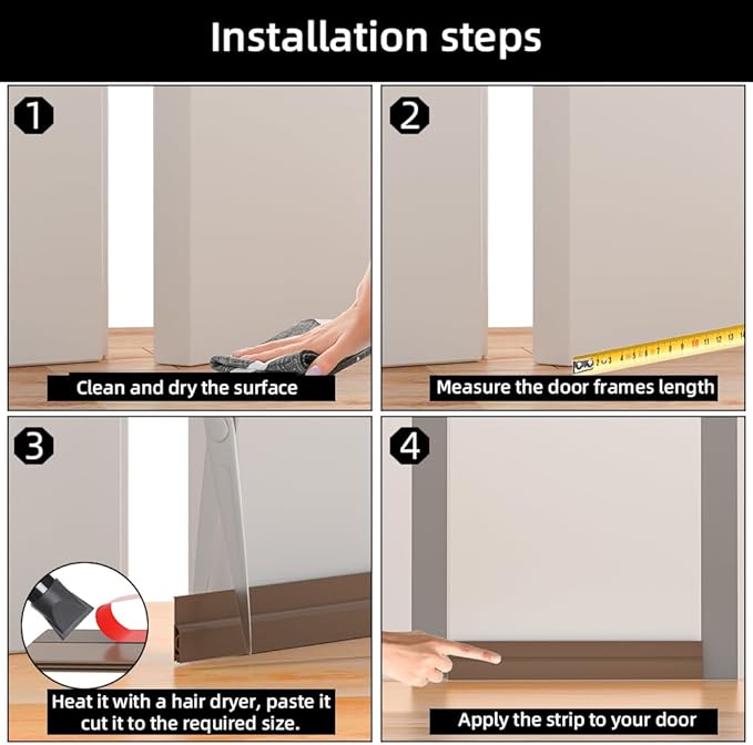 Door Draft Stopper for Bottom of Door, Adjustable Weather Stripping Door Seal for Cold Insulation, Under Door Sweep for Exterior & Interior Doors, Door Bottom Seal Blocker Noise (78inch,Brown)