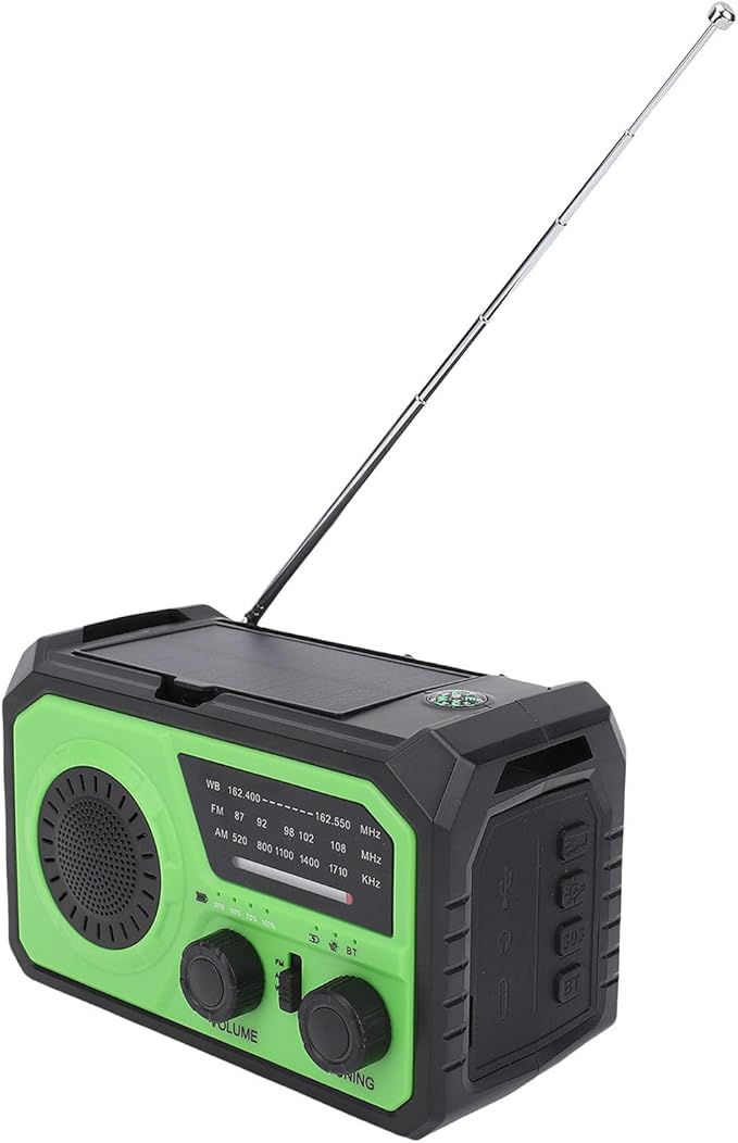 Solar Hand Crank Radio AM FM WB Emergency Radio with 16000mAh Power Bank SOS Flashlight Compass Reading Light for Outdoor Survival Camping Hiking