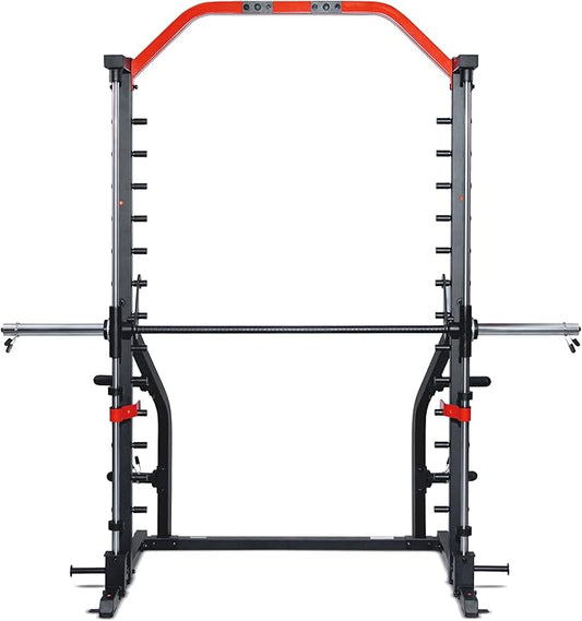 Sunny Health & Fitness Premium Smith Machine & Squat Cage Rack, Pull-Up Bar, Spotter Blocks for Weightlifting & Bench Press for Home Gym Strength Training