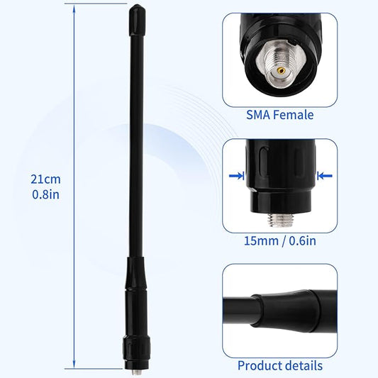 Superbat Dual Band VHF UHF Radio Antenna 136-174/400-470MHz SMA Female Fiberglass Antenna for Baofeng UV-5R Retevis RT-5R Aliunce HD1 Arcshell AR-5 Two Way Radio