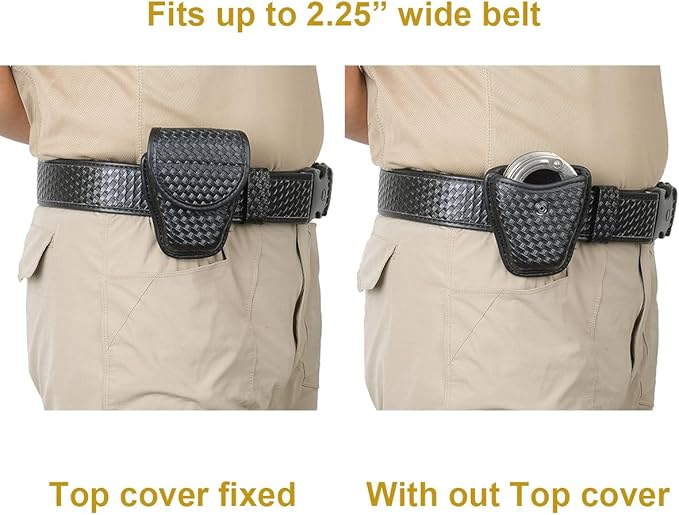 TAFTACFR Molded Single Handcuff Pouch Case for Duty Belt, Law Enforcement Holder With Removable Top Cover and Hidden Snap