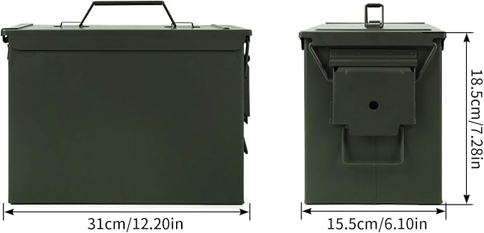 GUGULUZA Metal Ammo Can 30/50 Cal, Lockable Bullet Storage Case, Waterproof & Airtight Containers Box with Flip Top for Long-Term Storage Shotgun, Rifles, Pistols Ammunition