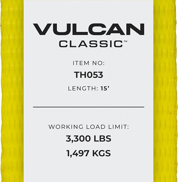 VULCAN 8-Point Roll Back Vehicle Tie Down Kit with Chain Tails on Both Ends - Set of 4 - Classic Yellow