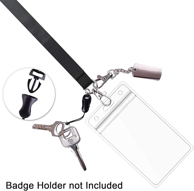 Lanyards Safety Breakaway Black for ID Badges Holder Keys Women Men Cruise Neck Office Card Holder Waterproof 5 Pack